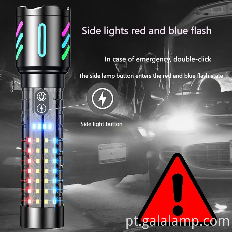 Lanterna portátil de 5 modos LED com foco ajustável